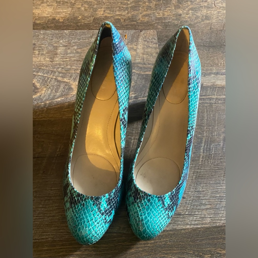 Calvin Klein Turquoise Snakeskin Heels